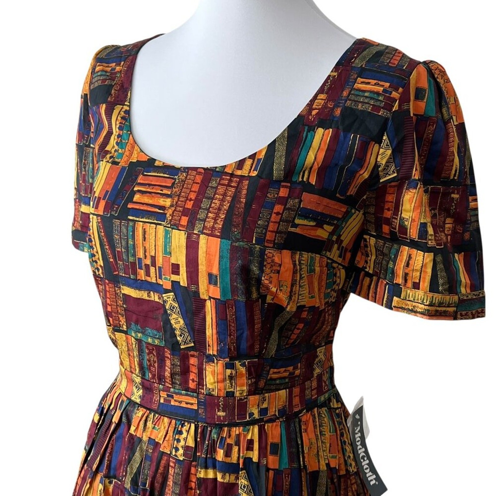 ModCloth Large Dress Cotton Retro Fall 50s Library Book Lover Pinup Fit Flare