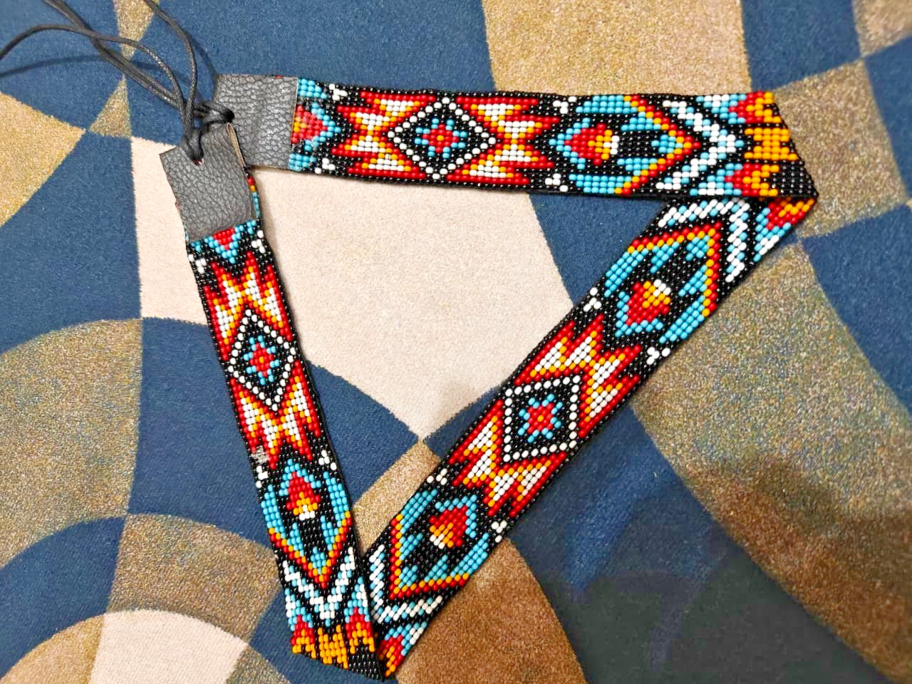 Beaded Hat Band Native American Style Southwestern Cowboy Rode Handmade hatband