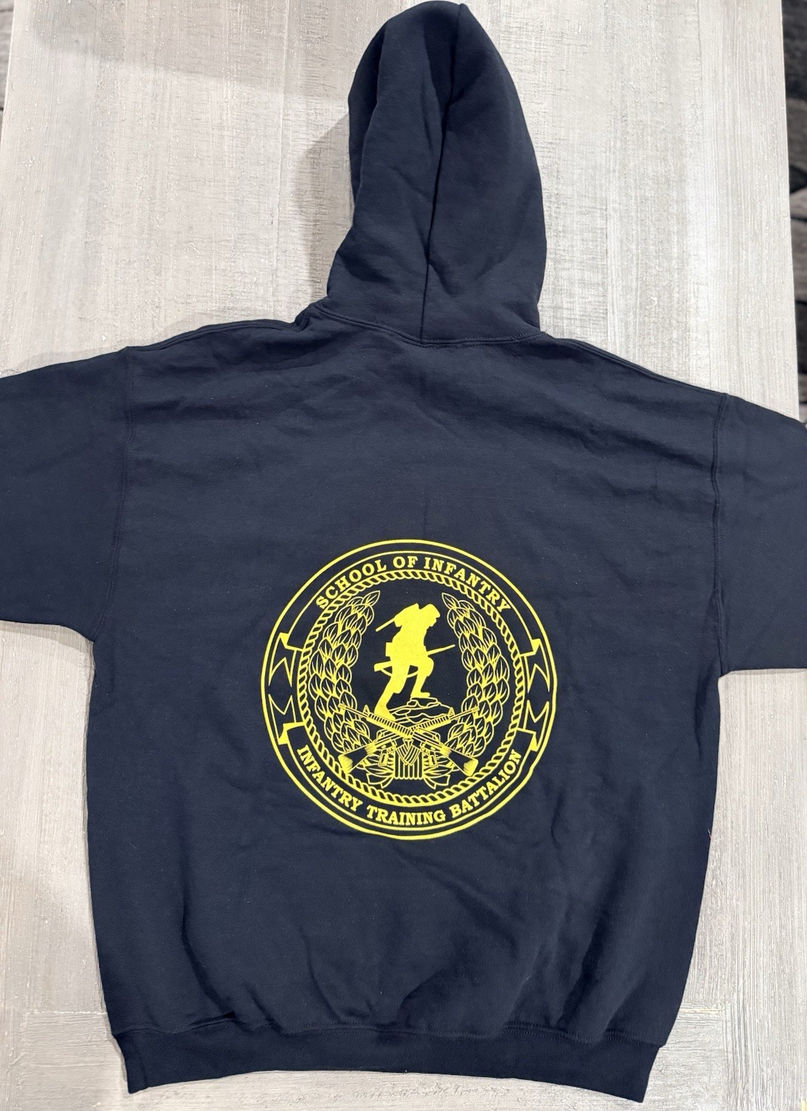 USMC US Marine Corps “School of Infantry” Black Hoodie / Hooded Sweatshirt -Sz L