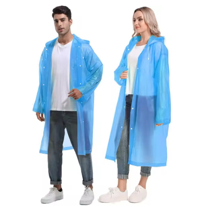 Men Black Waterproof Long Raincoat Rain Coat Hooded Trench Jacket Outdoor Hiking