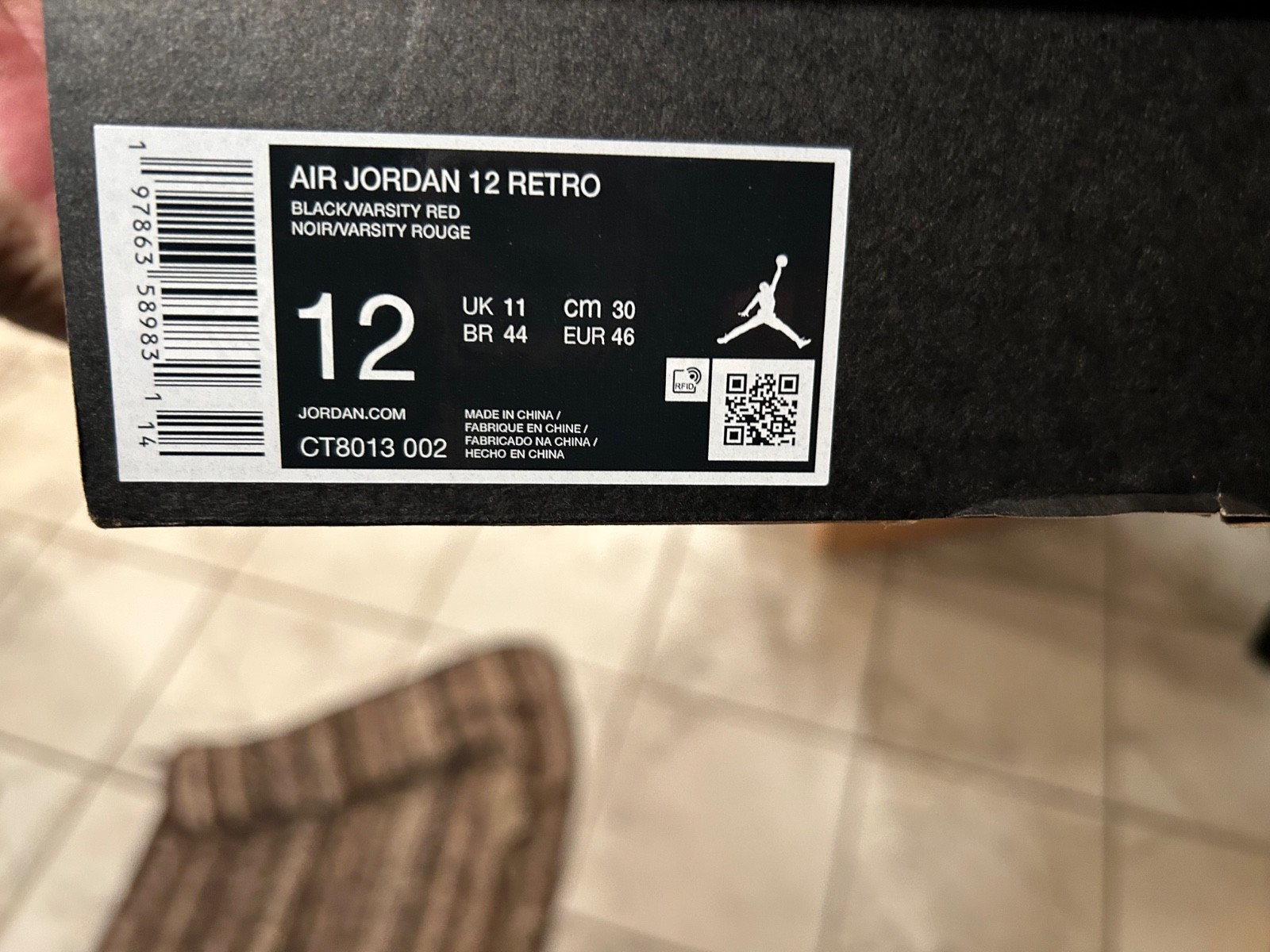 Air Jordan 12 Retro Black Varsity Red Noir Varsity Rouge