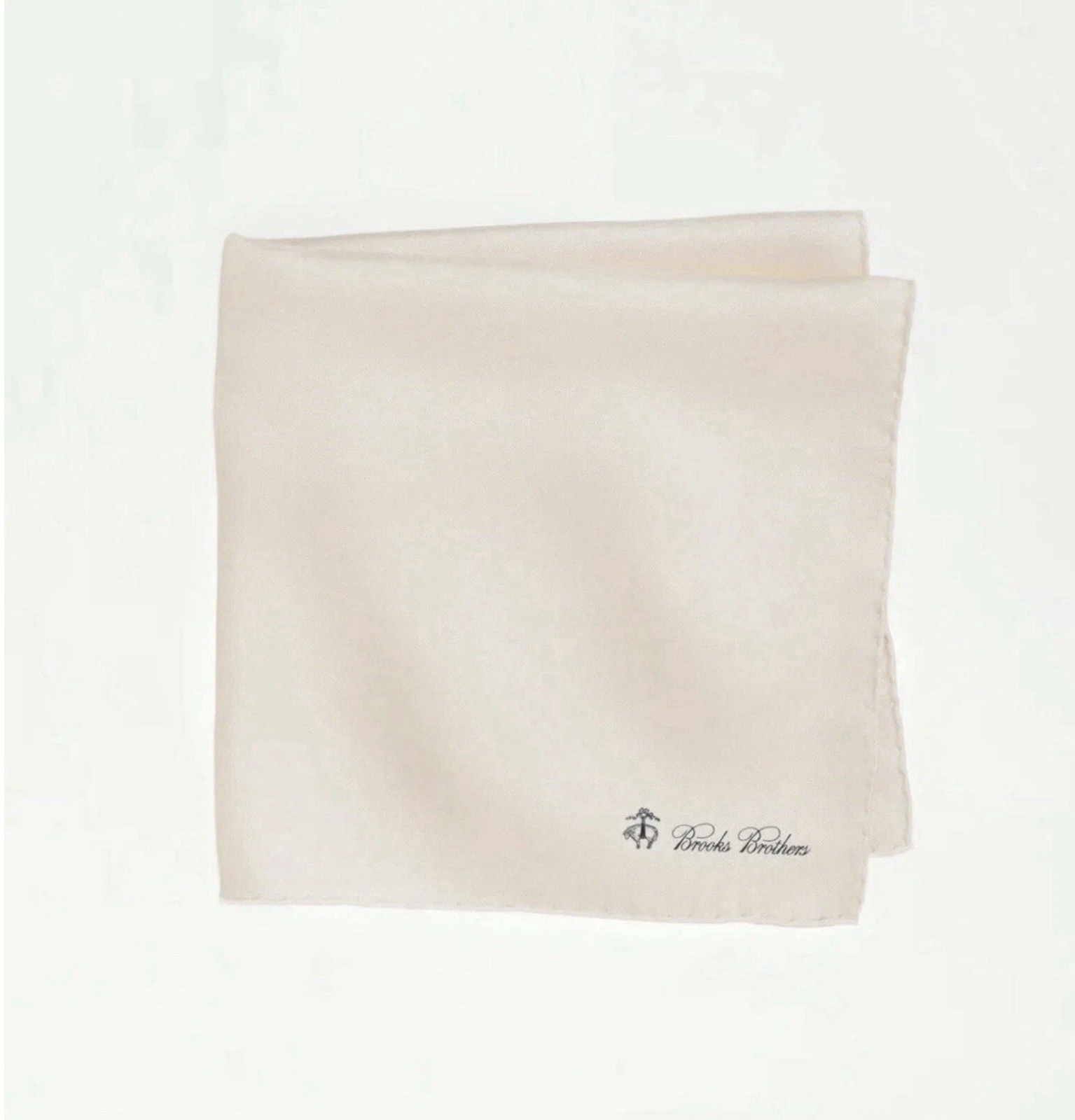 Brooks Brothers 100% Silk Ivory Pocket Square MSRP $29.50 (Small) (Minor Flaws)