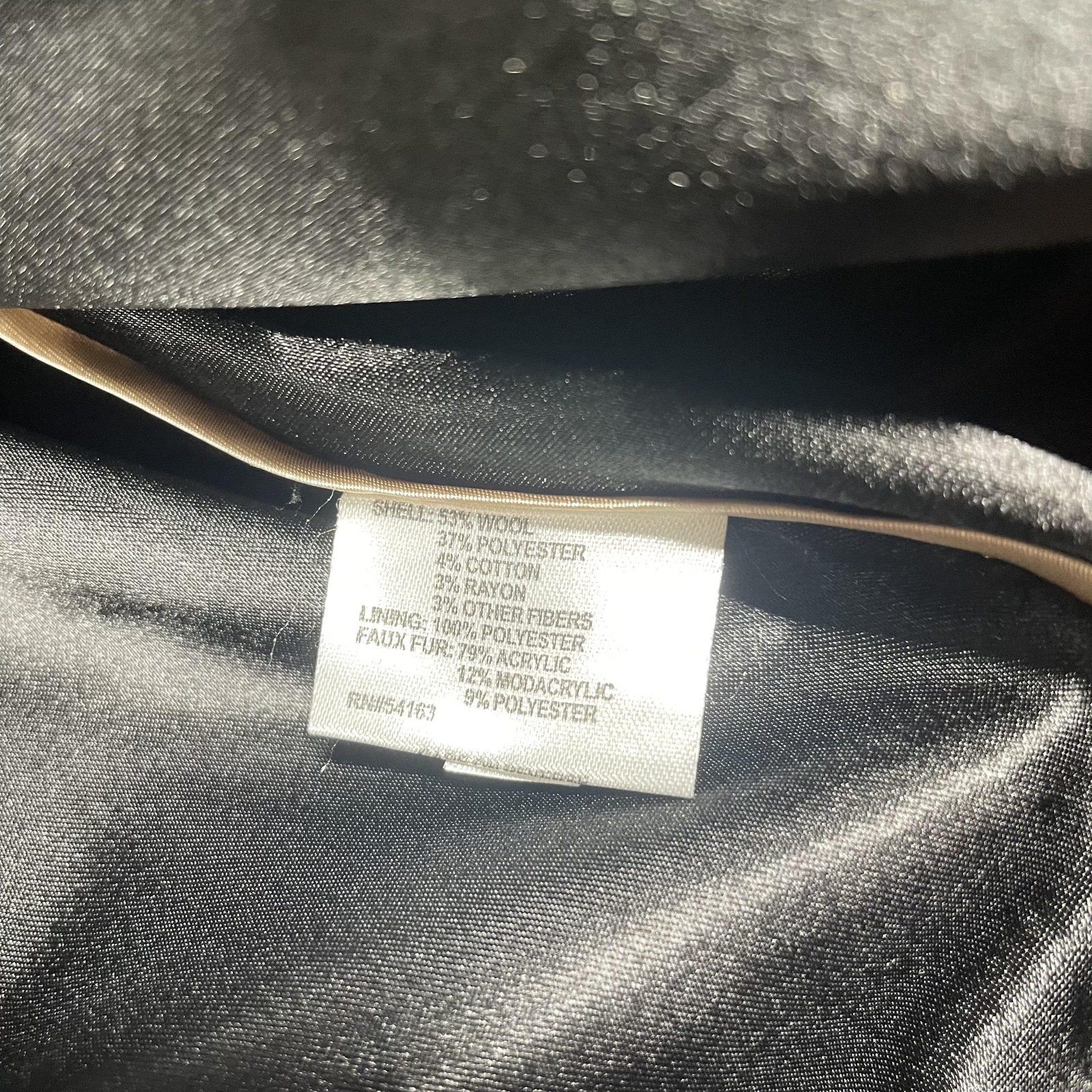 Calvin Klein Coat Womens XL Black Wool Blend Hooded Belted Faux Fur Parka