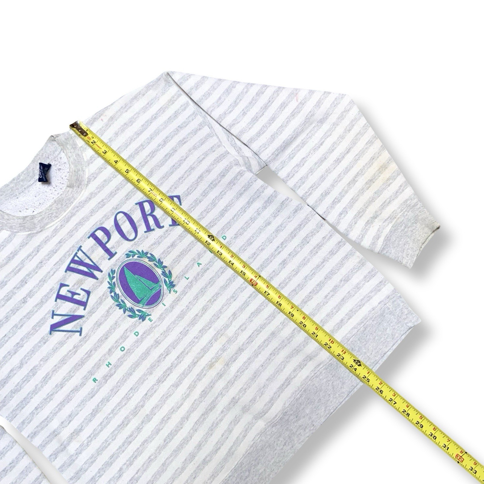 Vintage Newport Rhode Island Striped Crewneck Sweatshirt Mens L 80s USA Cal Cru
