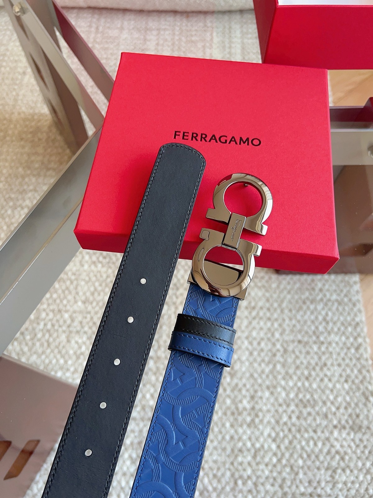 Salvatore Ferragamo Gancini Men’s Reversible Leather Belt