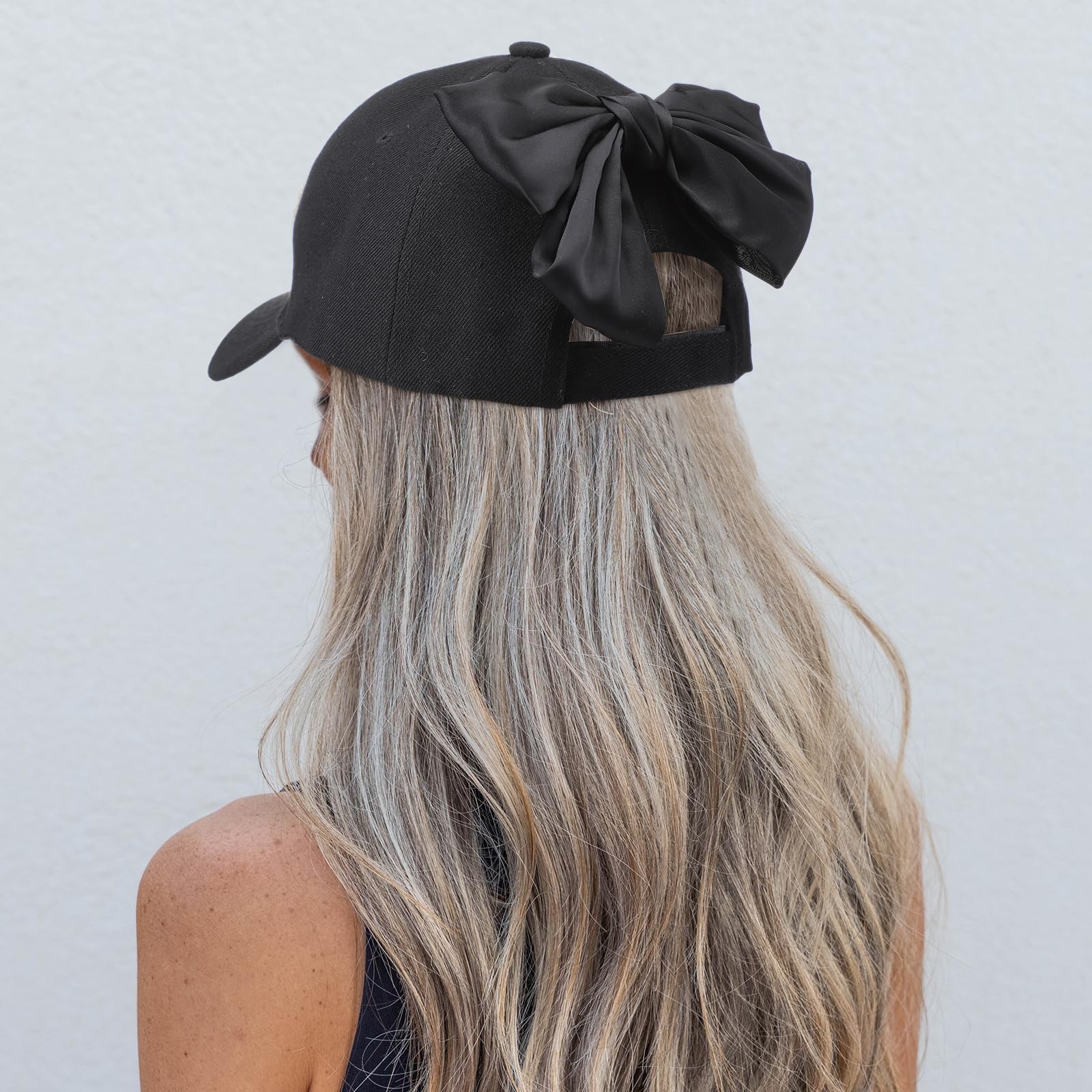 Hercicy Bow Tie Baseball Cap for Women Coquette Cute One Size, Black