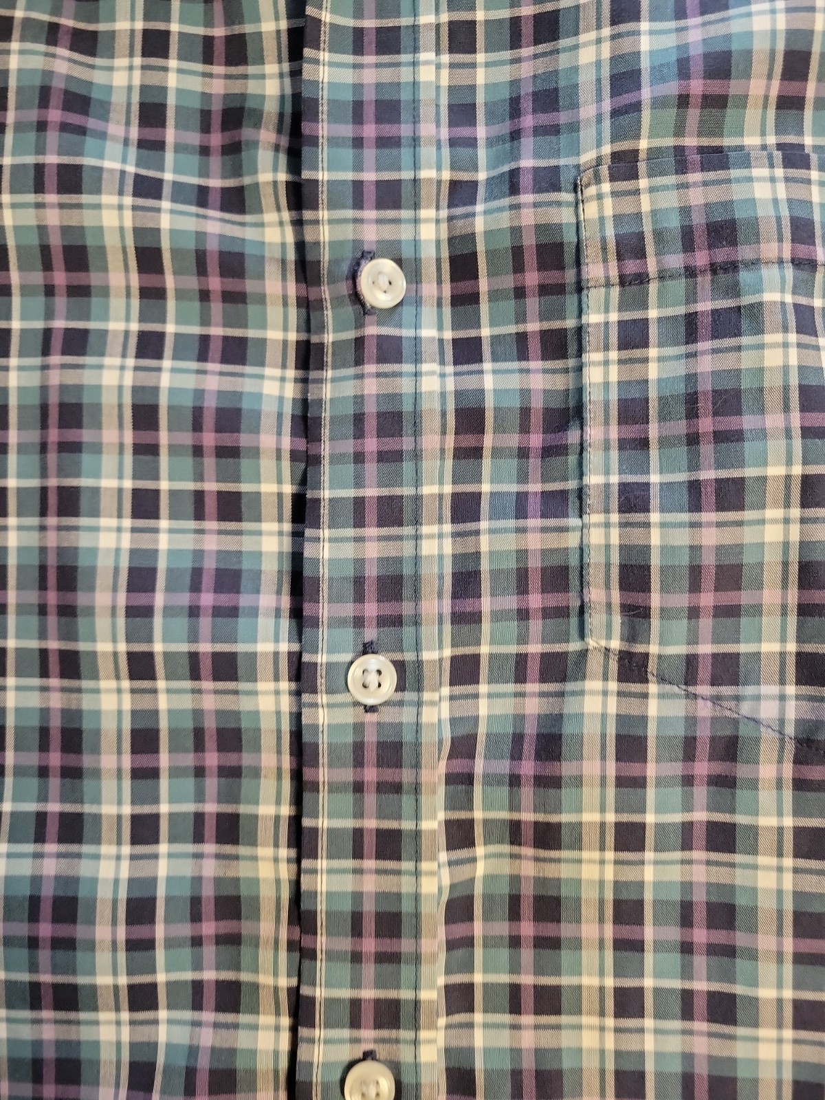 LL Bean Slightly Fitted Shirt Men’s Sz S Reg Blue/Black/White/Purple Plaid