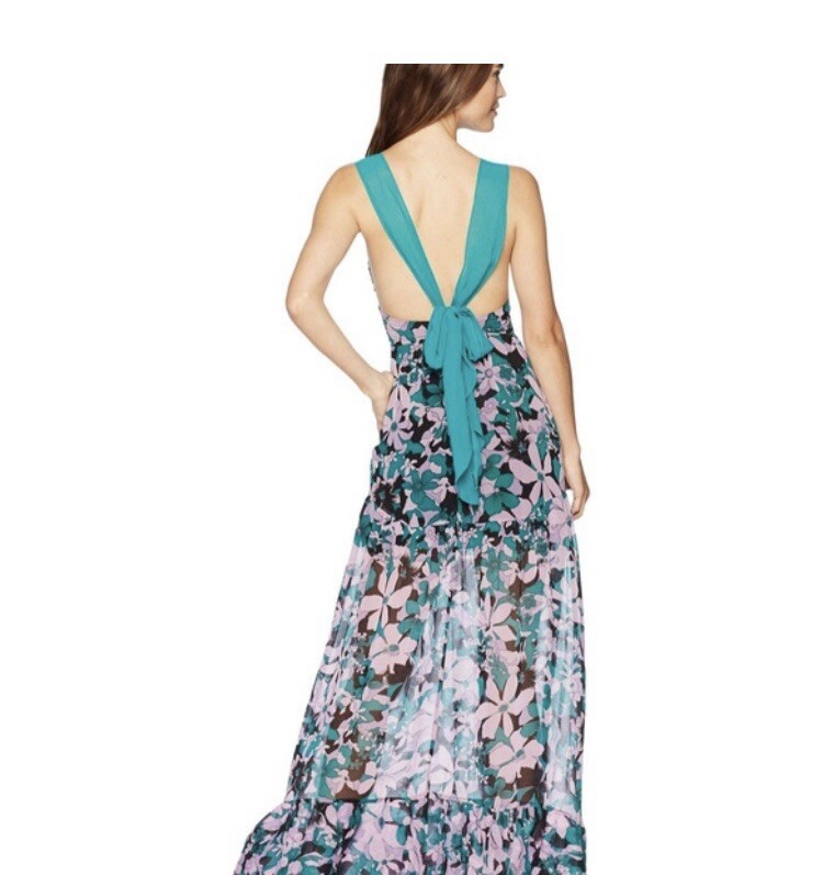 For Love & Lemons Blue Maritza Floral Maxi Dress Size Medium Purple Black NWT