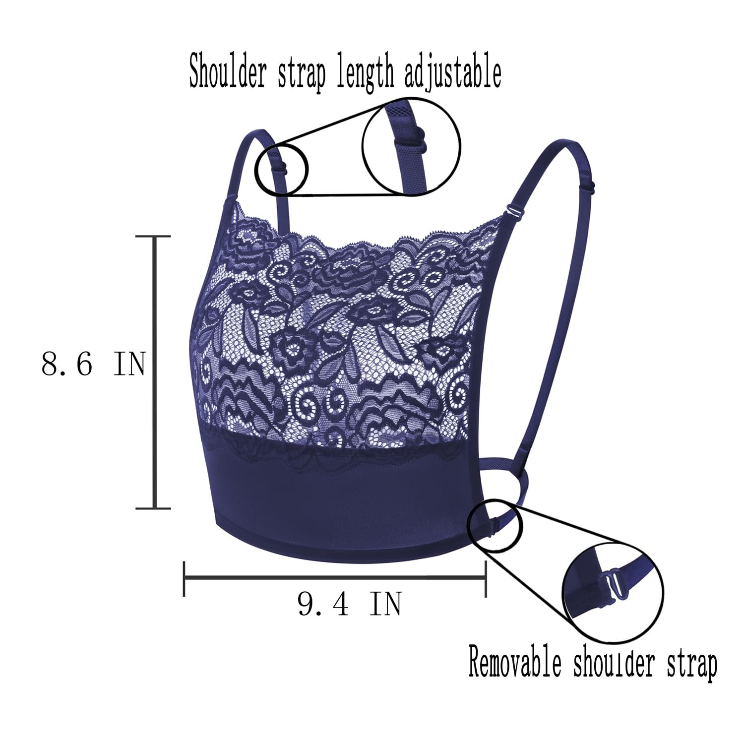 4Pcs Lady Lace Wearable Mock Camisole Bra Insert Overlay Modesty Panel Vest.