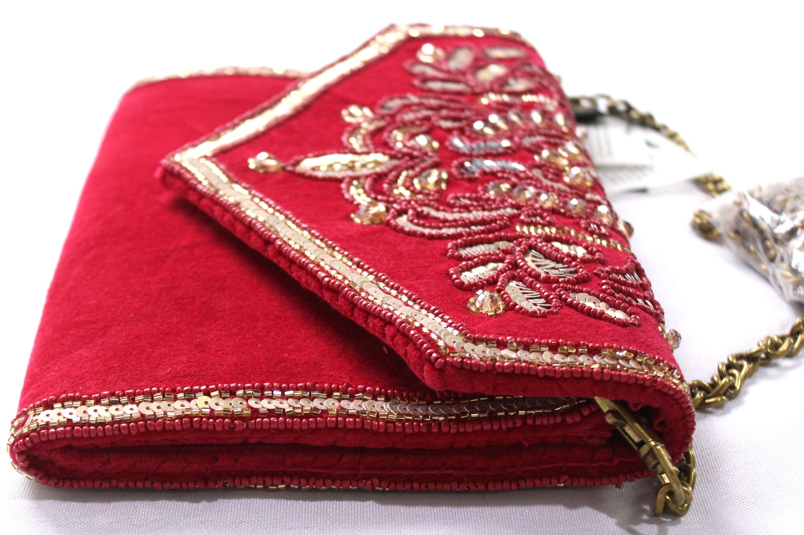 America & Beyond Women’s Embellished Envelope Clutch Bag NC3 Maroon One Size