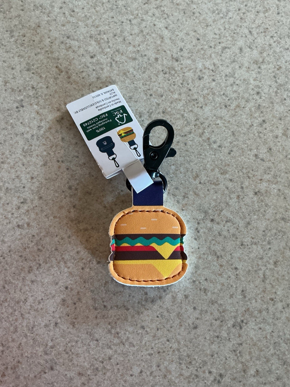 ALDI Gear Quarter Holder Keeper Keychain CHEESEBURGER