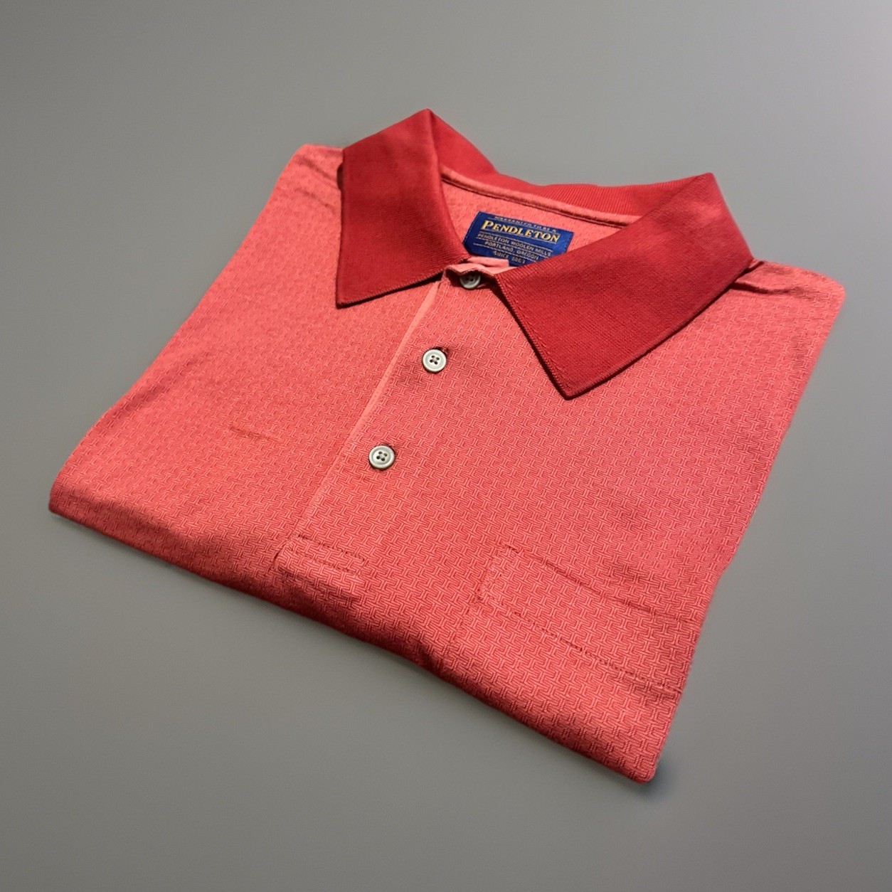 Pendleton Men’s Casual Polo Shirt Salmon Pink Size Large