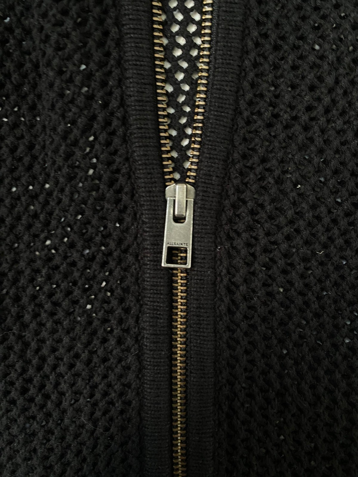 AllSaints Men’s Open Mesh Knit Sweater Cardigan Black Size Medium