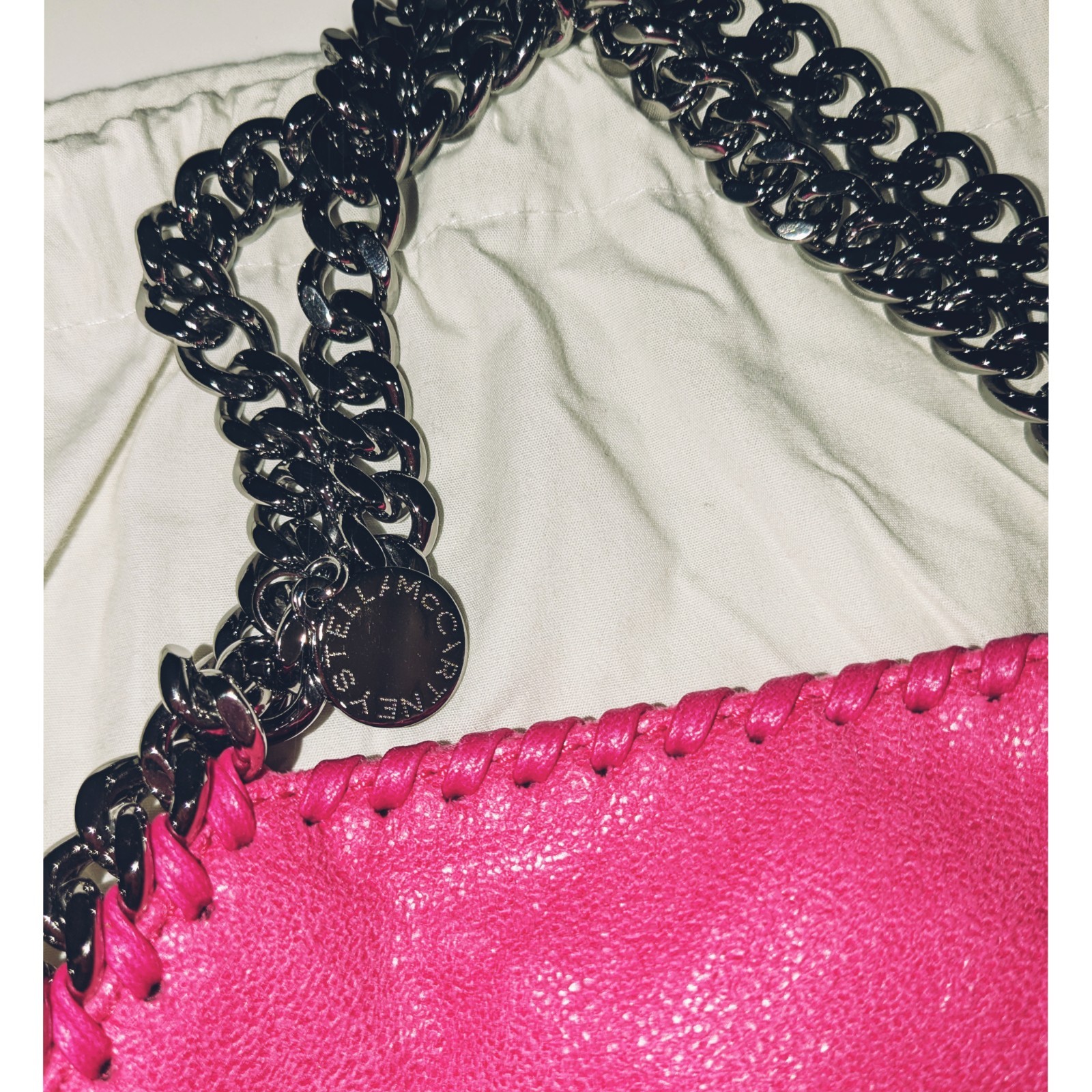 Stella McCartney Falabella Mini Tote Bag In Fuchsia Shaggy Deer Authentic NEW