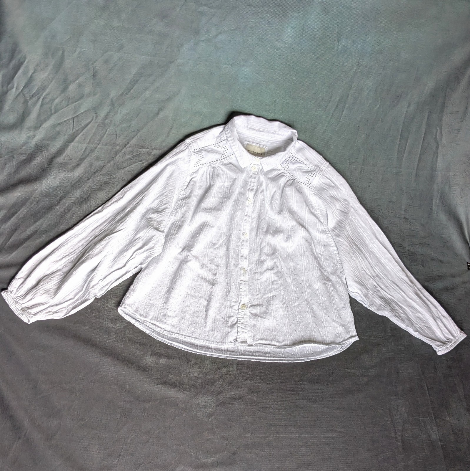 American Eagle White Lace Blouse Women M Boho Cottagecore Victorian Peasant Top