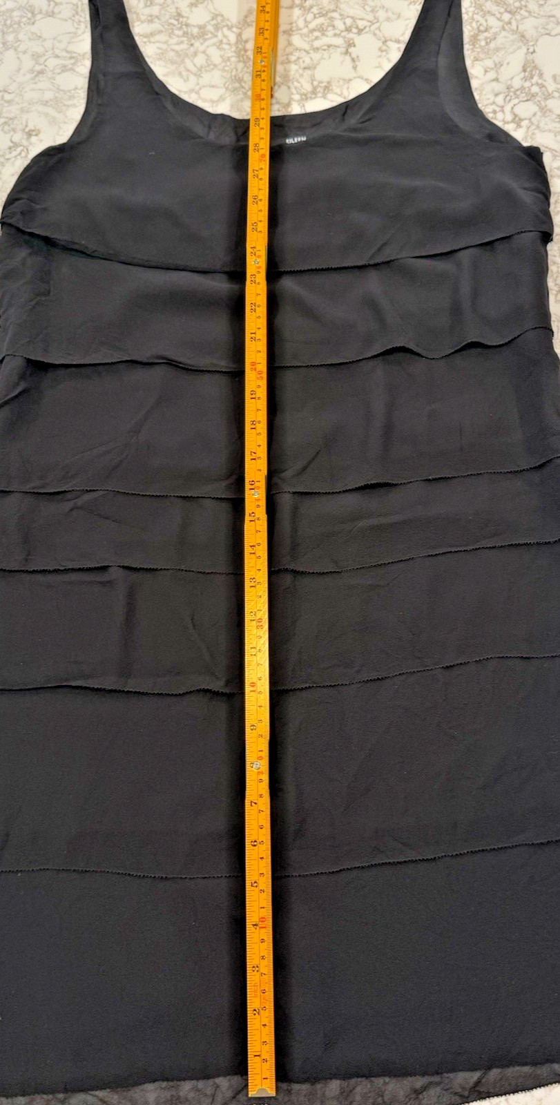 Eileen Fisher Silk Georgette Tiered Dress Minimalist Luxury Shift Small