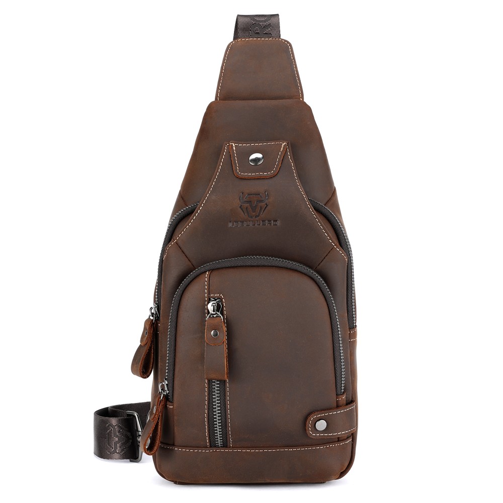 Men Sling Backpack Chest bag Crossbody Bag 100% Genuine Leather Shoulder Bag NEW