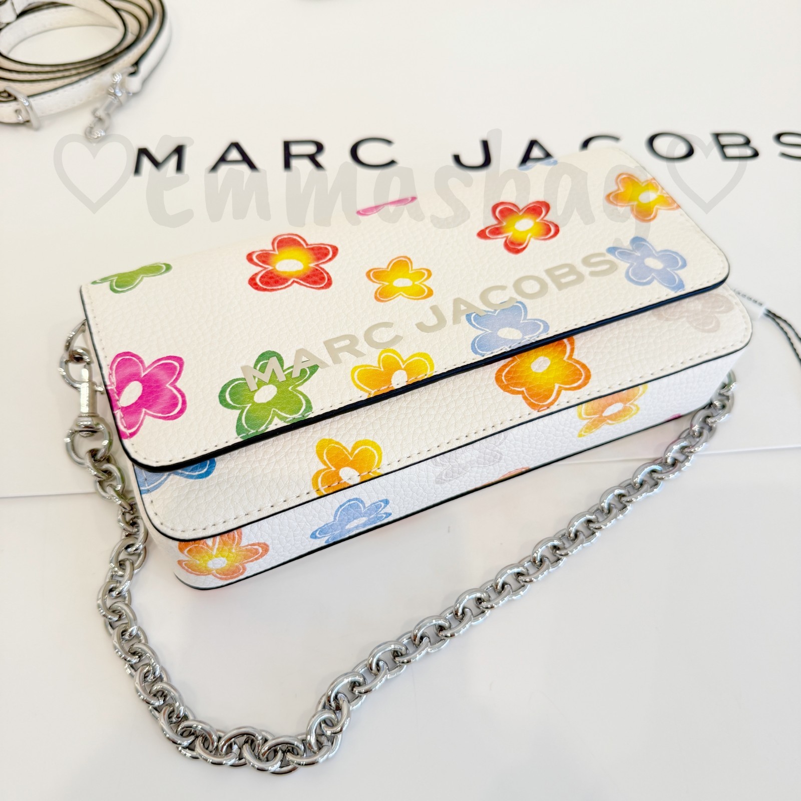Marc Jacobs Mini Chain Bag 4P6SMN021S01 White Multi $288 Flower Print
