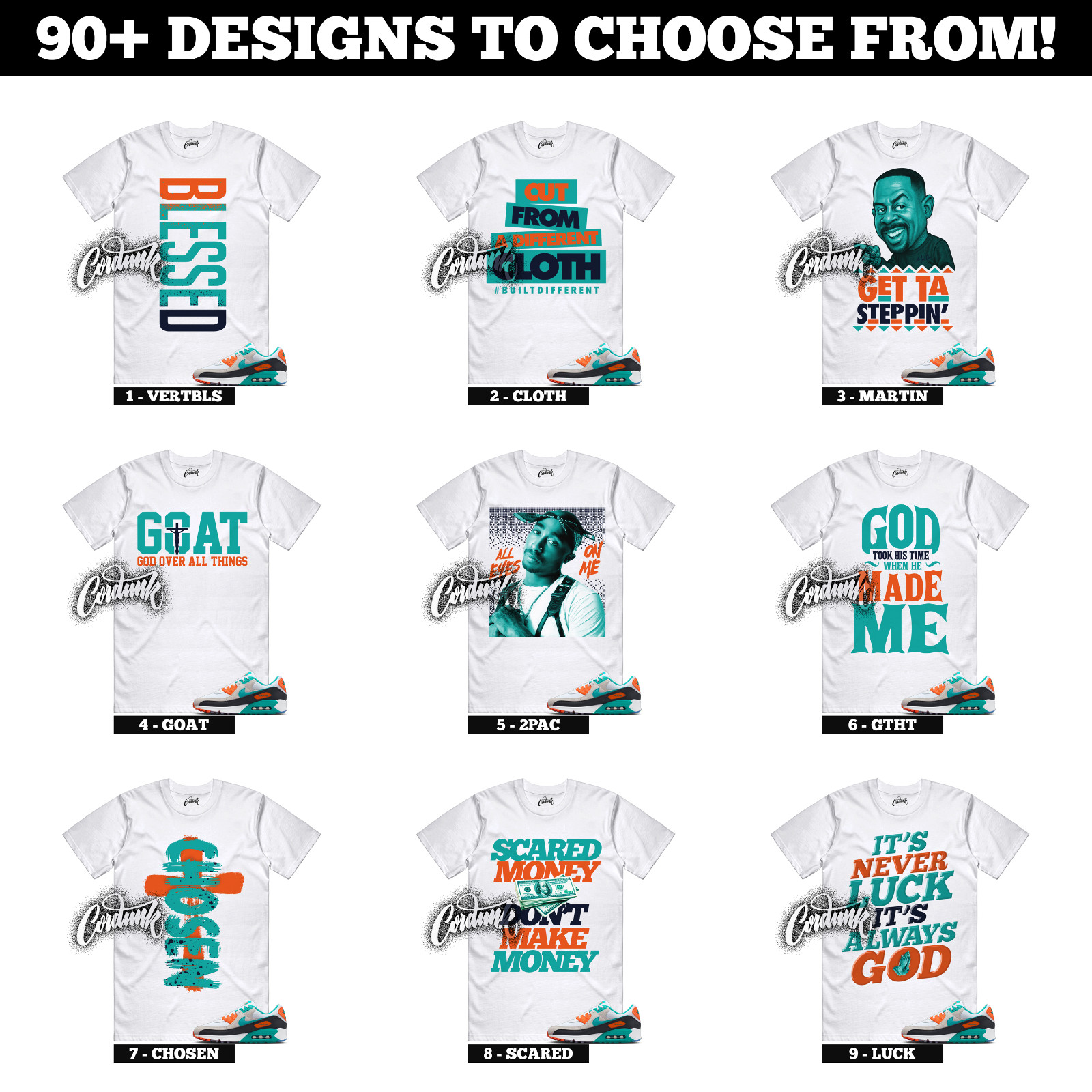 Miami Air Max 90 Dolphins White Pitch Blue Turbo Green Sneaker T Shirt to Match