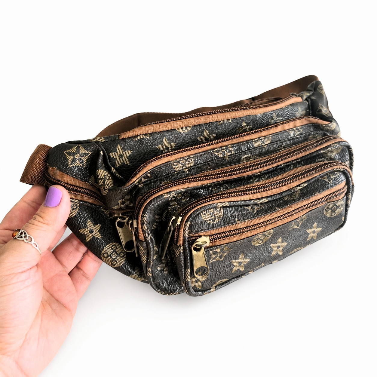 Waist Bag Women Waterproof with Adjustable Strap, Brown