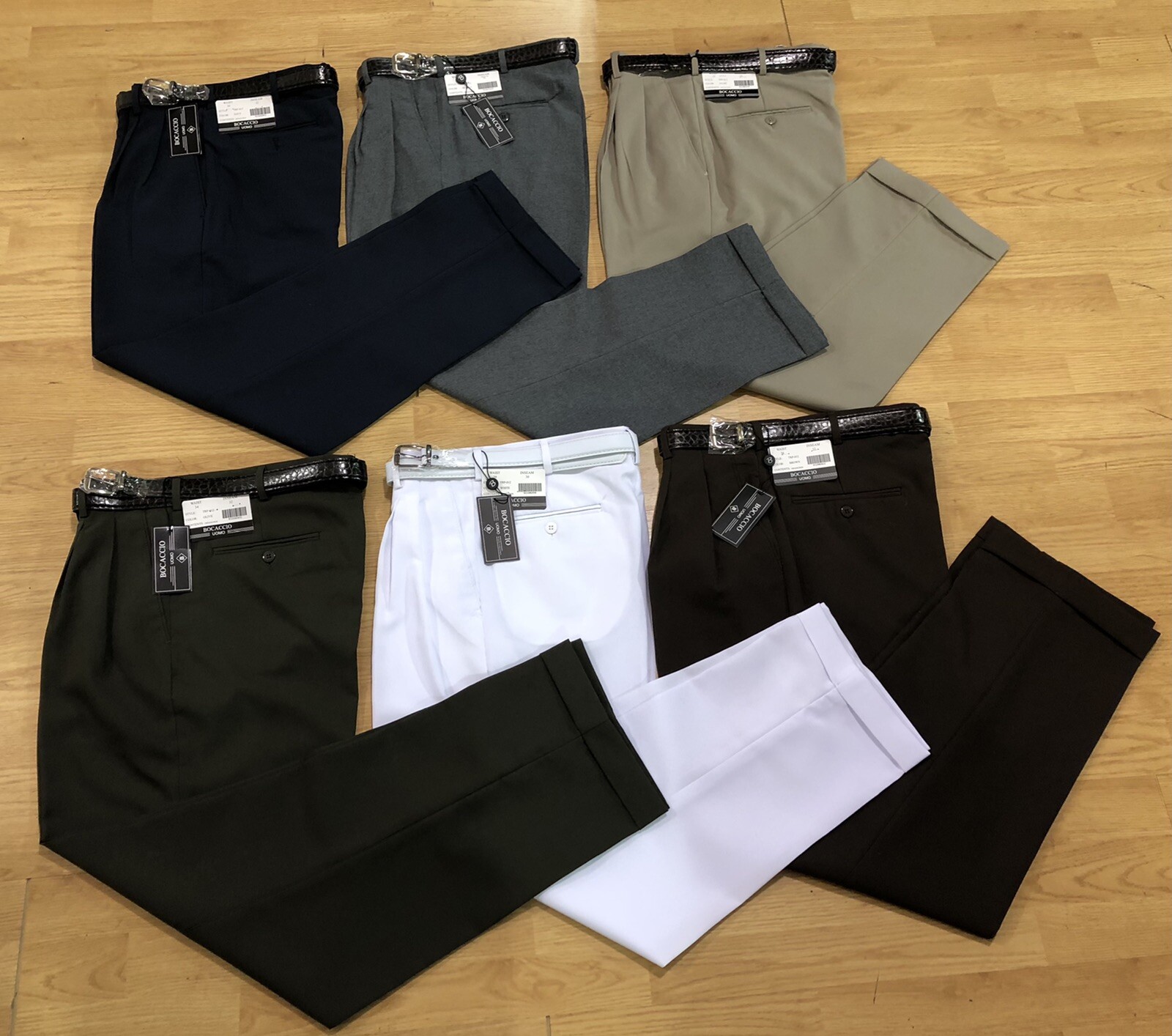MEN’S PLEATED DRESS PANTS SLACKS TROUSERS BELTED CUFFED BOTTOMS SIZES 28 to 70