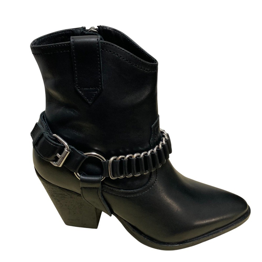 All Saints Leather Ring Boots, Size 37, Approx. 9.3 inches, Black Women USED