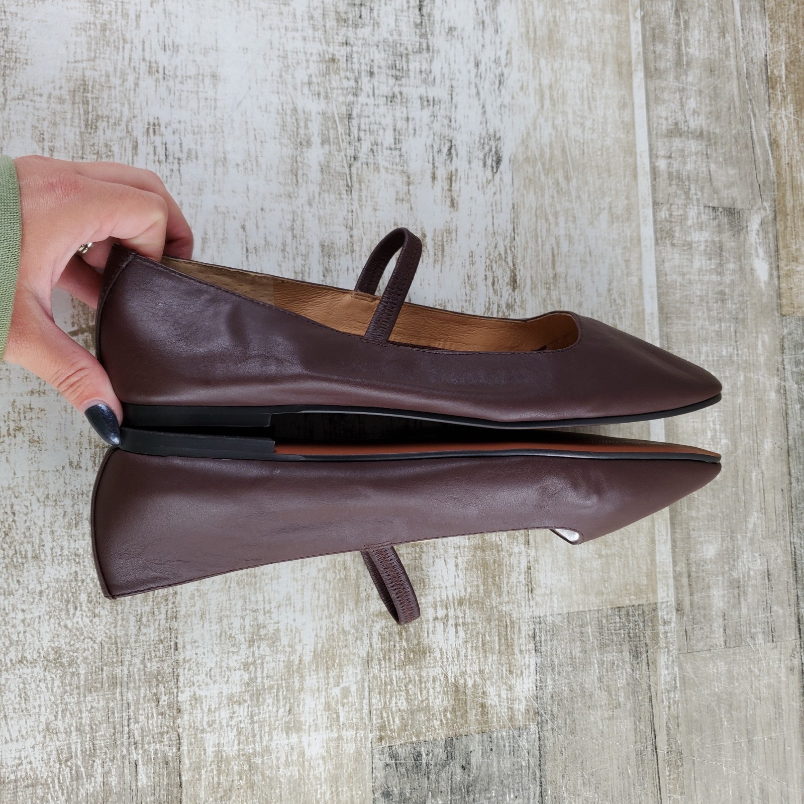 Madewell the Greta Womens Mary Jane Flats Sz 9.5 Chocolate Slip On Elastic Strap