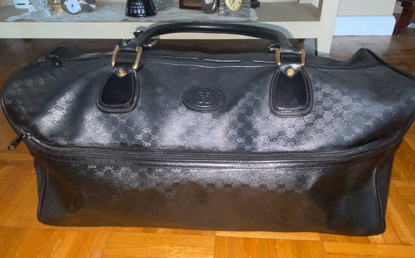Vintage Gucci Micro GG Black Coated Canvas Weekender/Duffle Bag – Rare Find