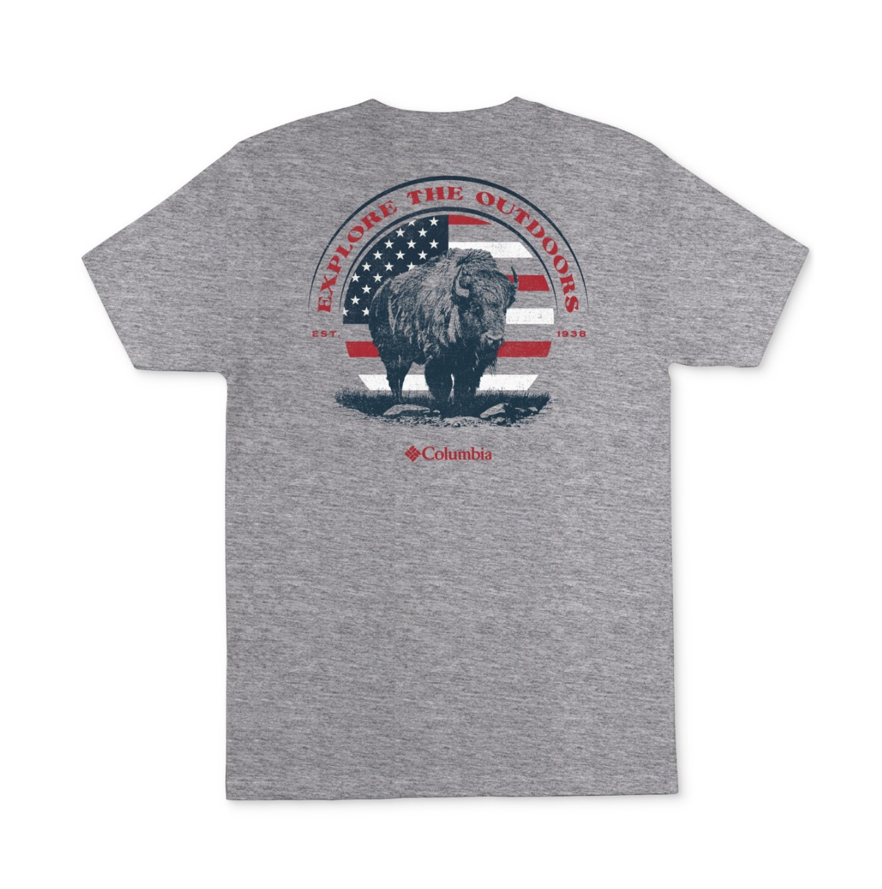 Columbia Men Bison Graphic T-Shirt Grey Heather Size M