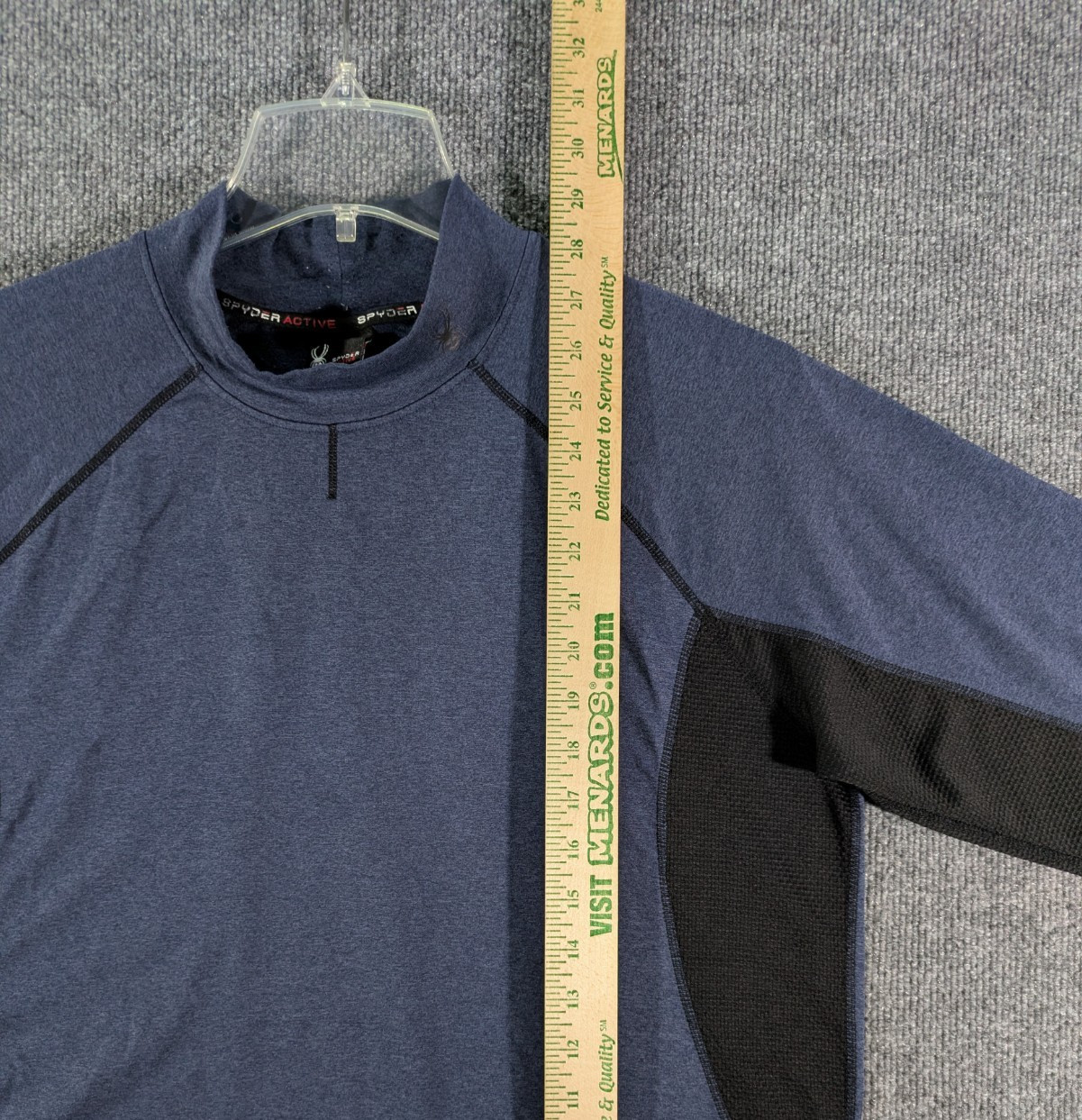 Spyder Active Mock Neck Shirt Mens Large Blue Black Long Sleeve Athletic