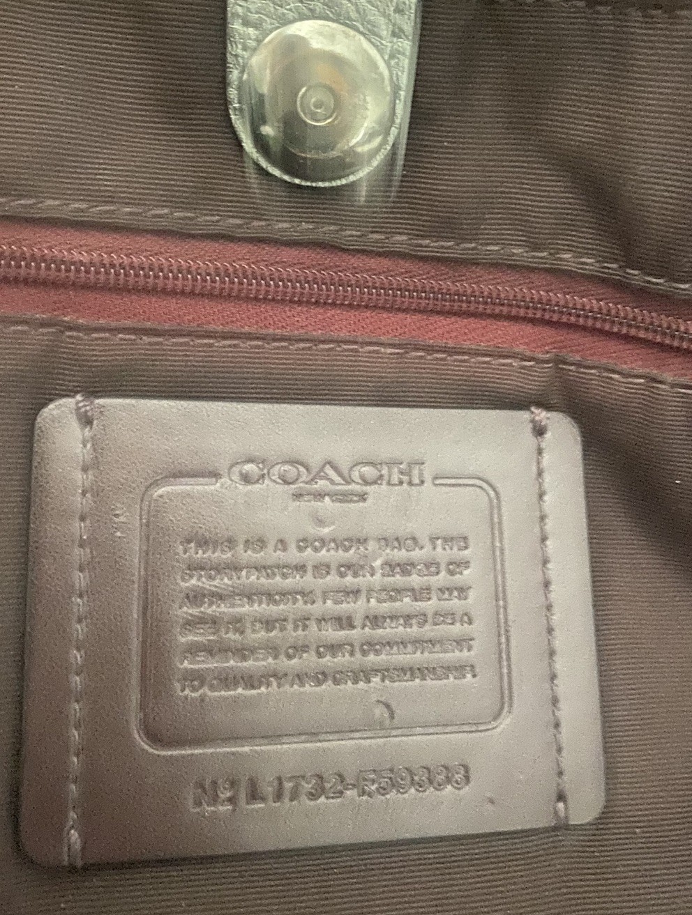 Coach Leather Derby Tote Shoulder Bag Large F59388 Metallic