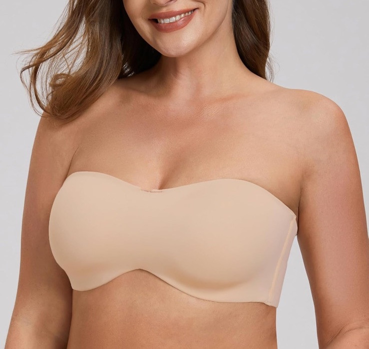 MELENECA Women s Strapless Bra Bust Minimizer with Underwire Black 30A Pale Nude