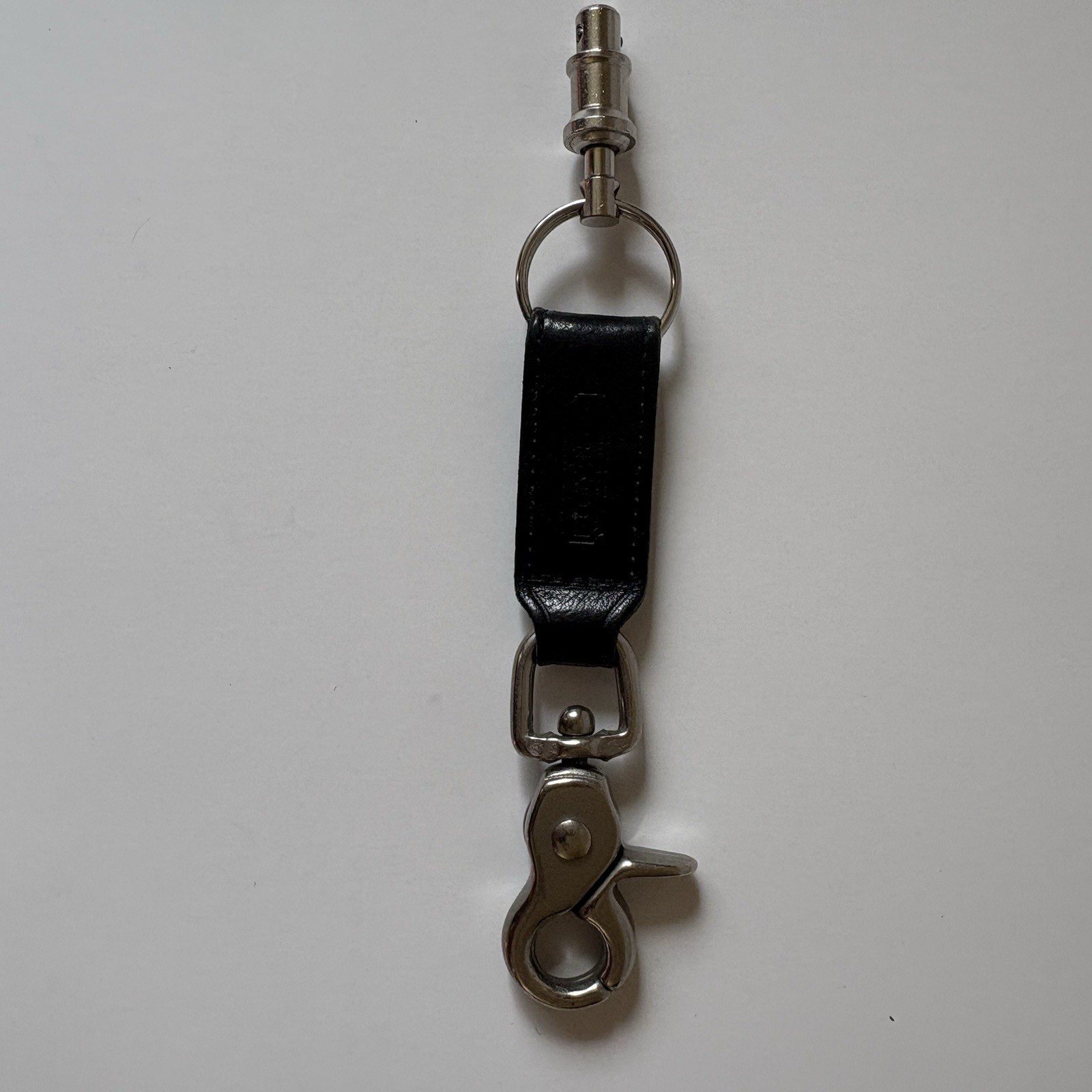 Vintage Coach Black Leather Valet Key Fob With Trigger Snap Hook Keychain