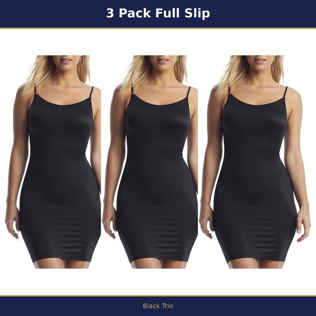 3 Pack Vanity Fair Full Slip 10250E Nylon Seamless white black beige Sz~ S to 2X
