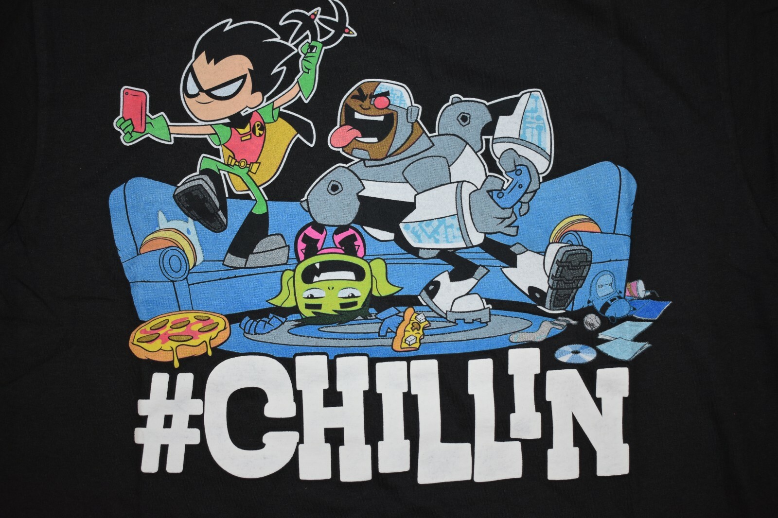 Teen Titans Go! Youth Boys High Density Ink #Chillin Shirt New S, L, XL