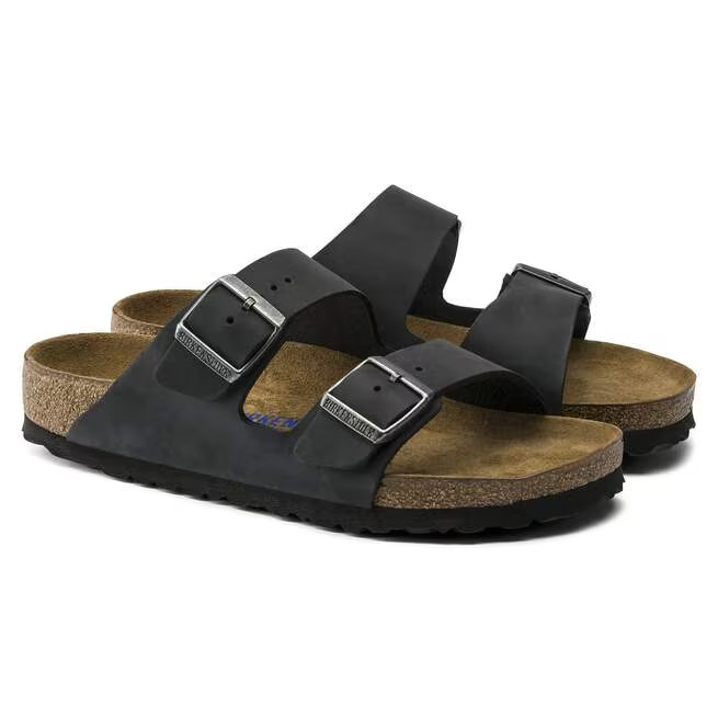 Birkenstock Arizona Black Birko-Flor Leather Unisex Sandals Size EU 37-45