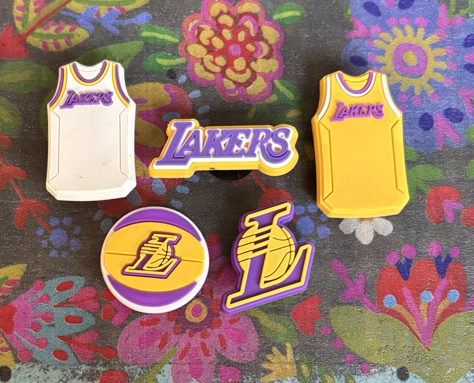 5 Piece LOS ANGELES Basketball Team Shoe Charms PVC Shoe Clog Decorations NEW