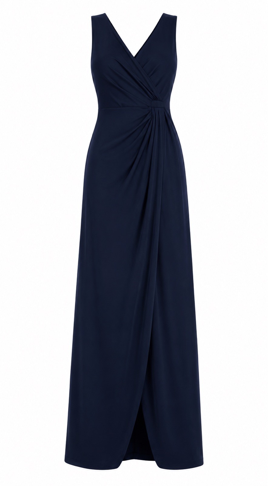 After Six Midnight Navy Blue Sleeveless Satin Faux Wrap Gown Size 10 $261 6864