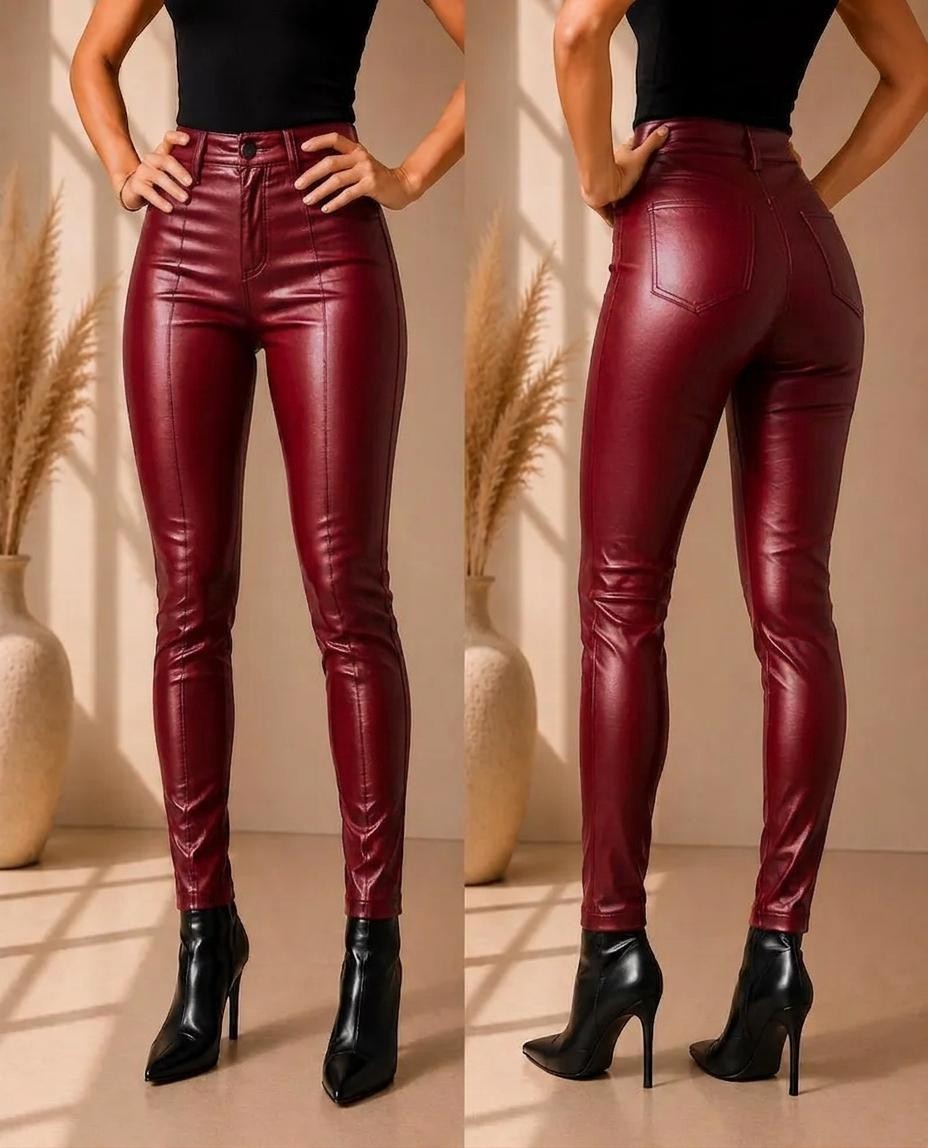 Handmade White Slim Fit Women’s Leather Pants Genuine Lambskin HighWaist Trouser