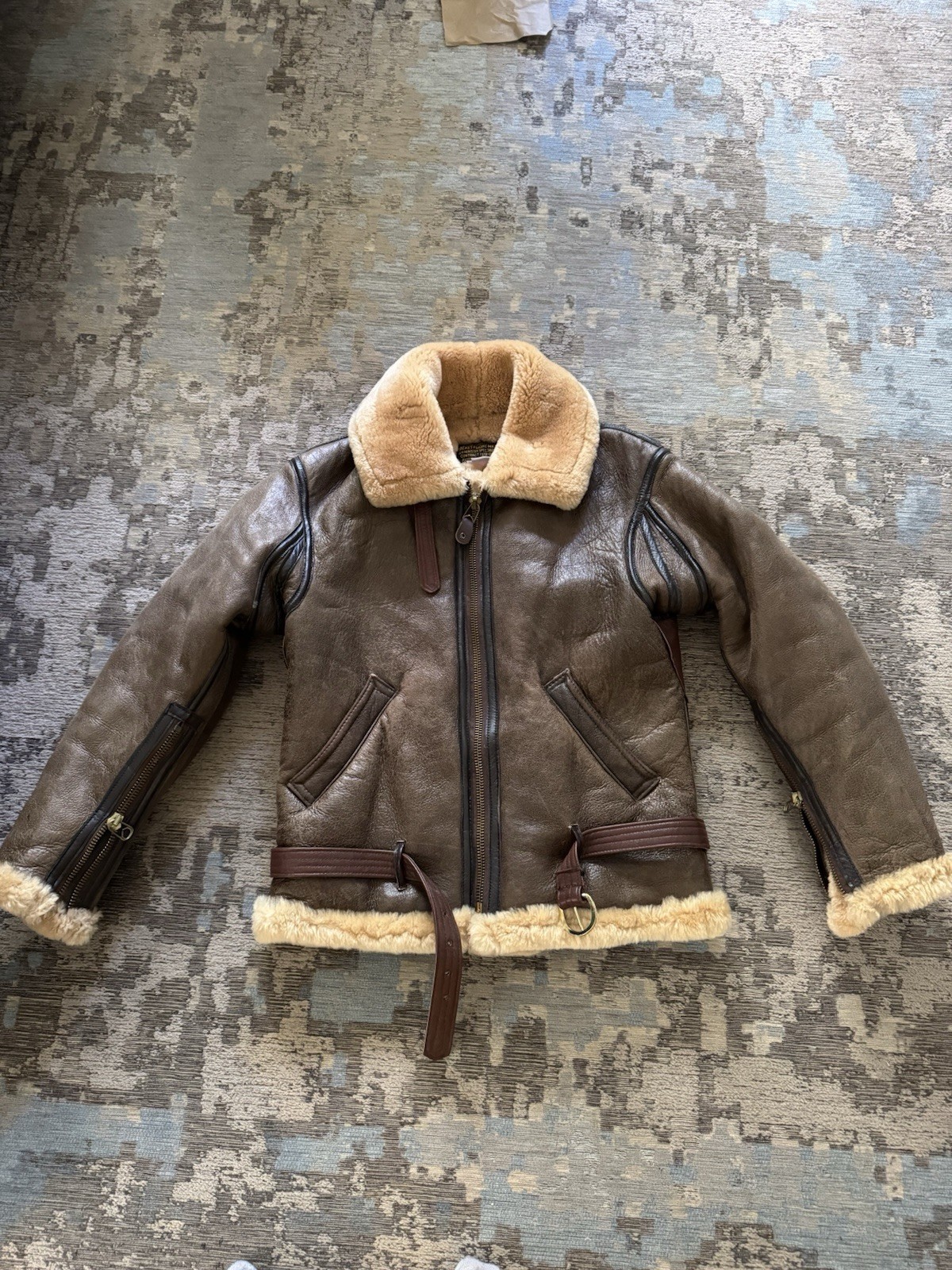 Vintage Avirex Royal Airforce Shearling Bomber Jacket EUC 38 USA