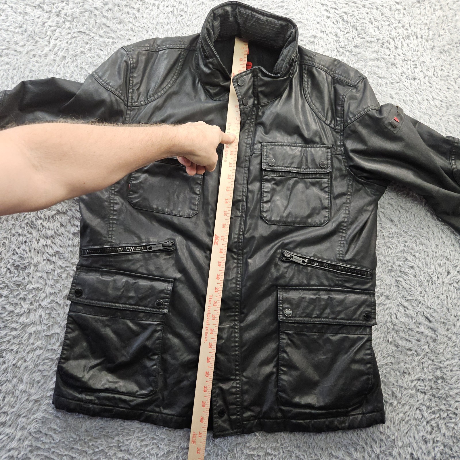 Strellson Metallic Black Jacket Buster W Waxed Moto Utility 54 (US 44) Swiss