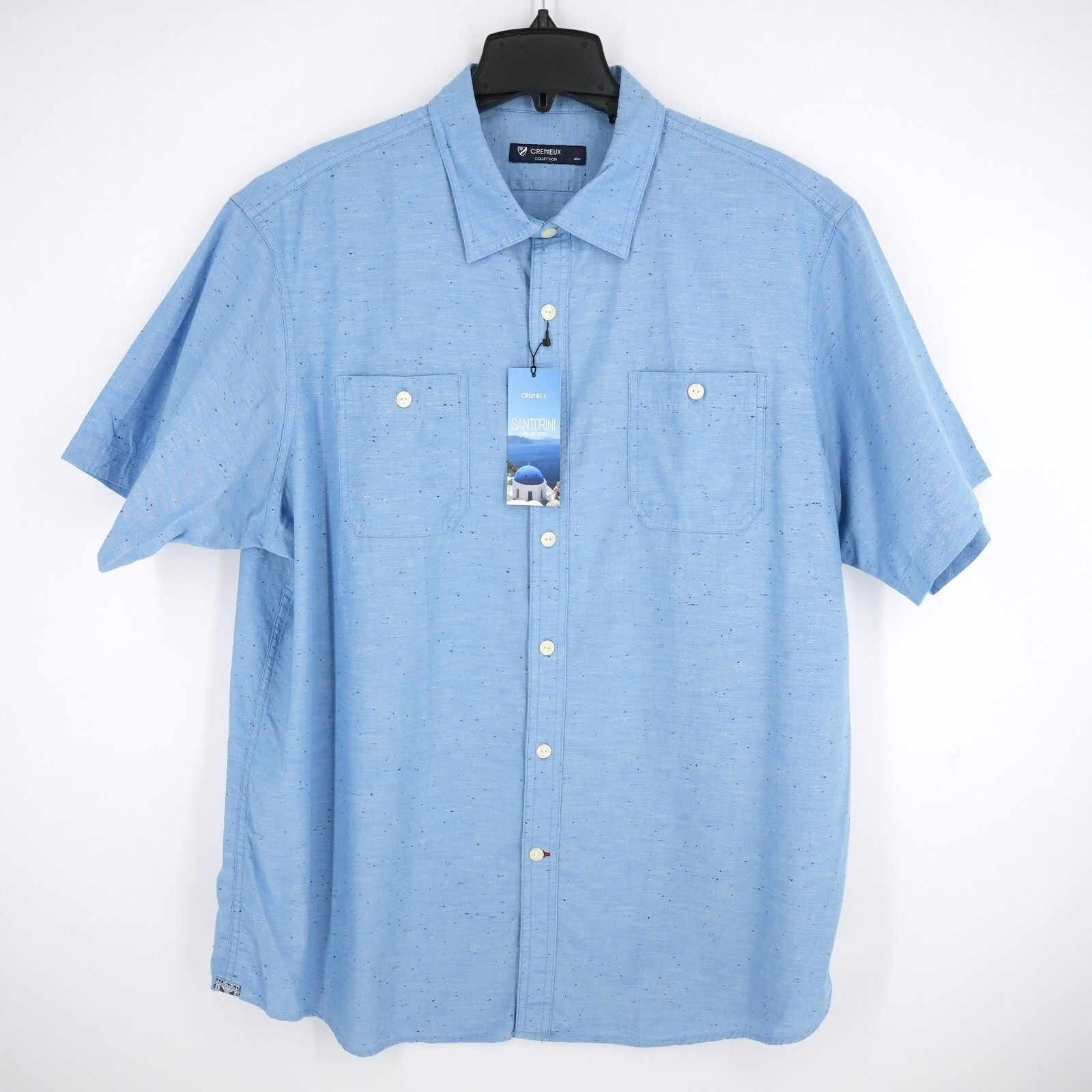 Cremieux Classics Men’s Short-Sleeve Shirt XL Blue Santorini Collection NWT $85