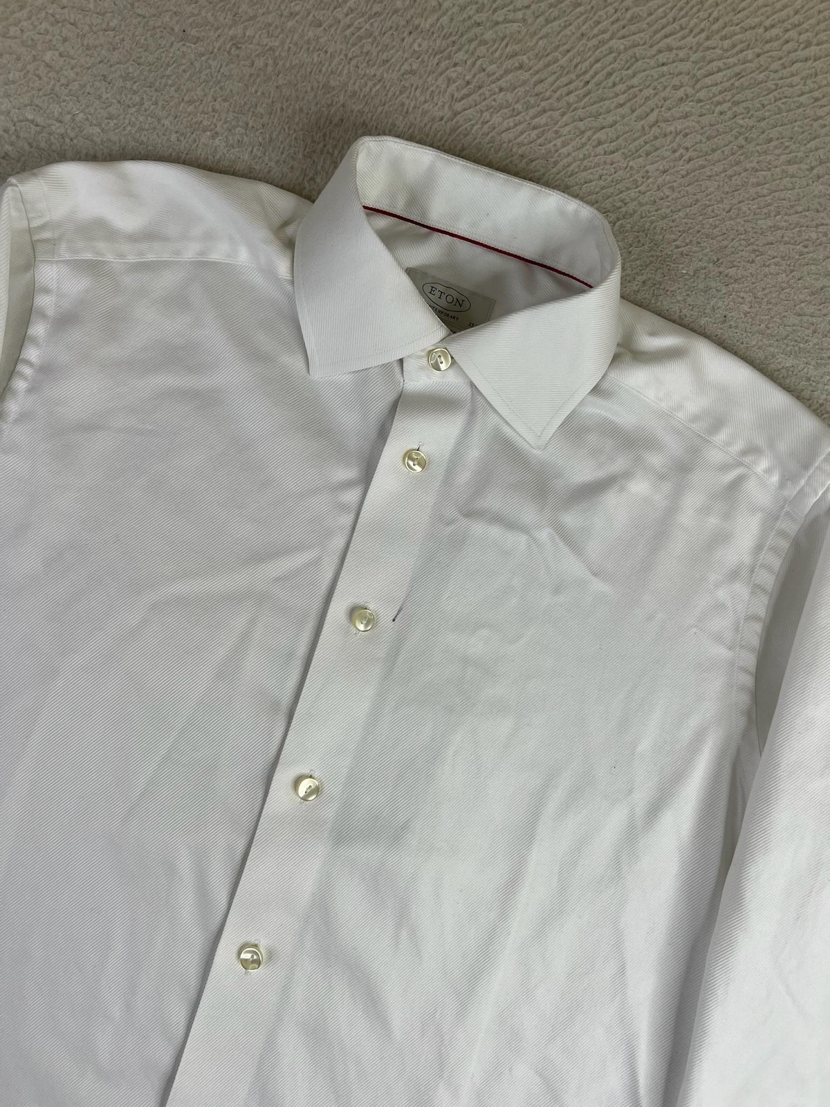 Eton Dress Shirt Mens 15.5 39 34/35 White Solid Contemporary Cotton Twill LS