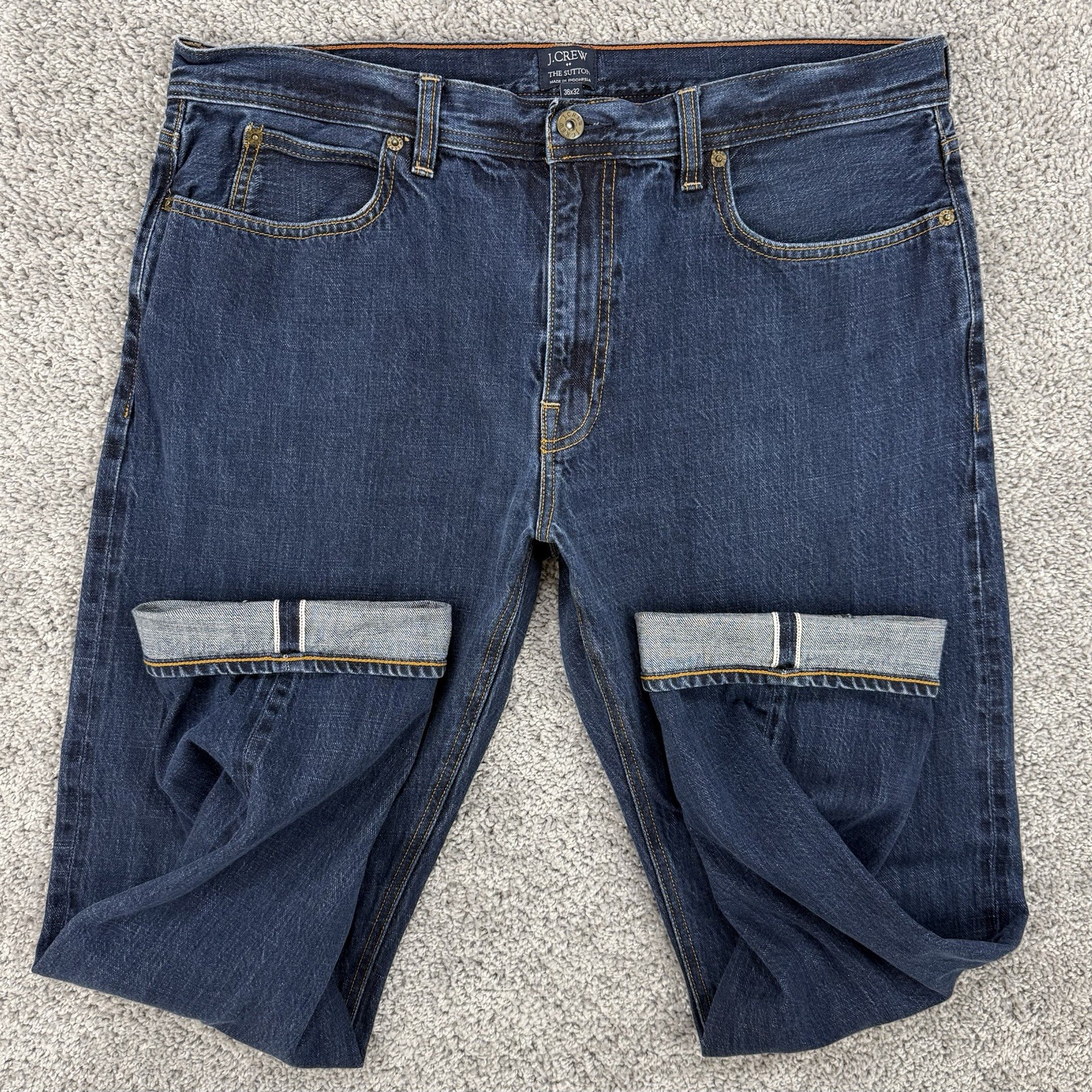 J Crew The Sutton Selvedge Jeans Mens Size Tag-36×32/Fits-36×30 Red Line Tapered