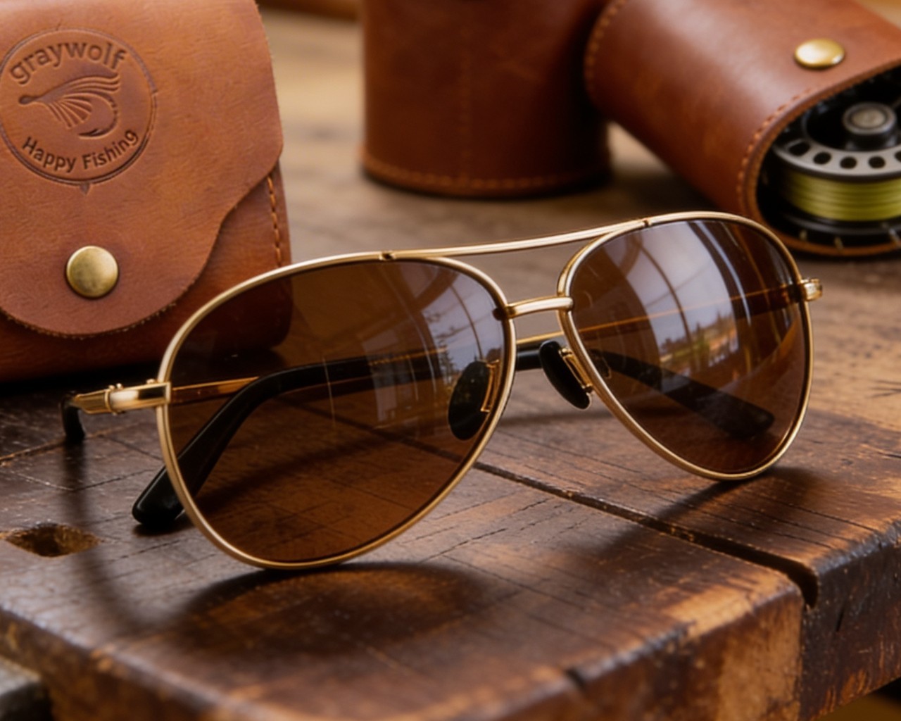 Aviator Sunglasses Gold Frame Brown Lens UV400 Polarized Men Women Classic