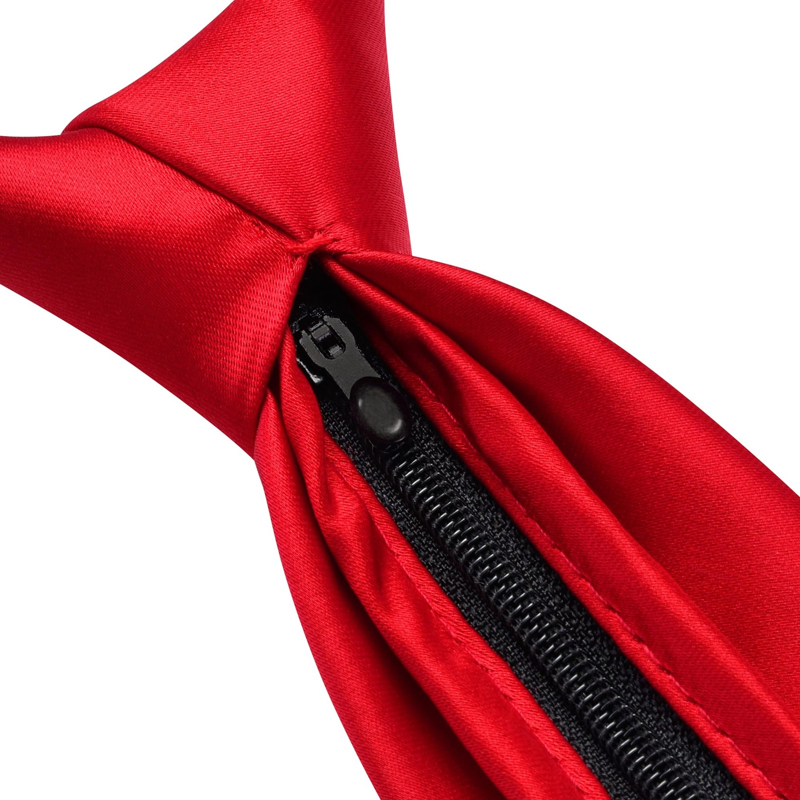 Branduce 3.15″（8cm） Mens Solid Satin Tie Pre-tied Adjustable Zipper Necktie for