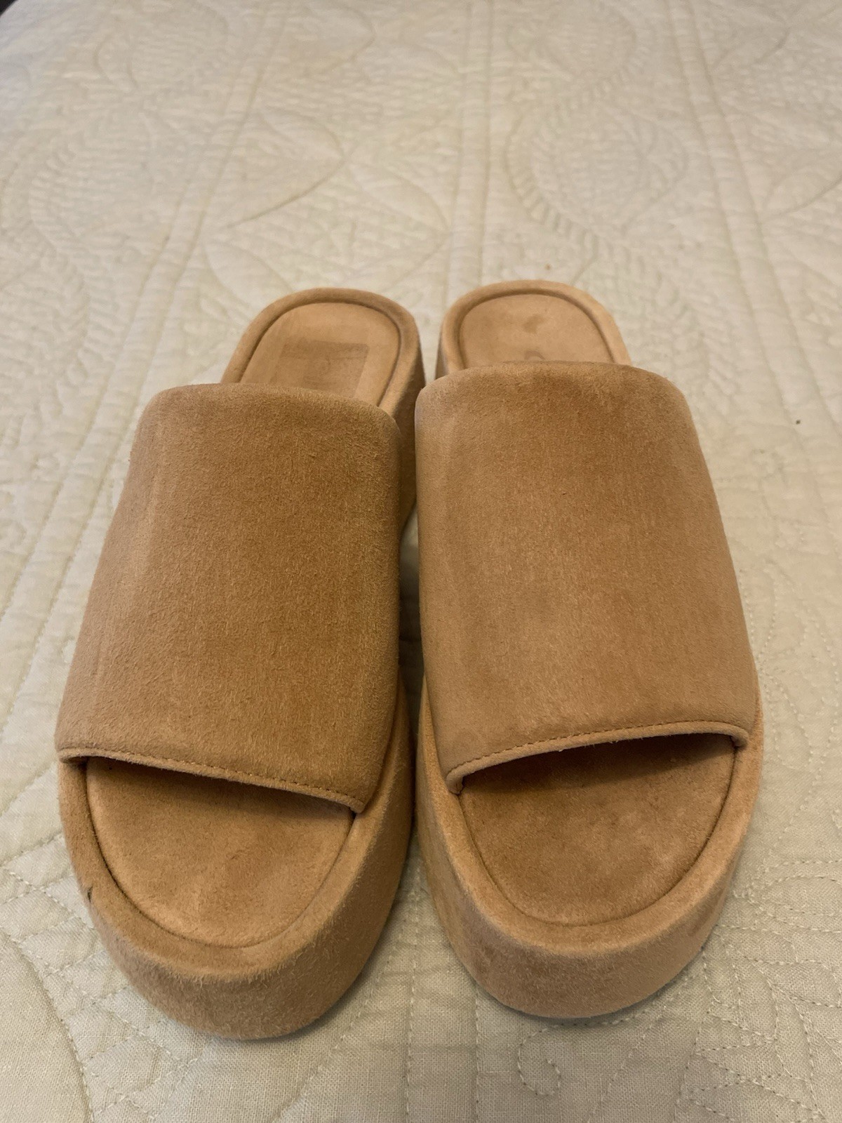 LA CANADIENNE Kyrie Platform Suede Sandals in Sand EU 37 / US 7 Made in Italy