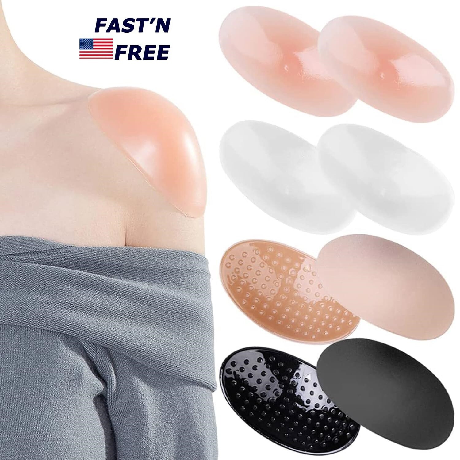 2Pairs Women Shoulder Pads Push up Soft Adhesive Silicone Shoulder Pads Anti USA