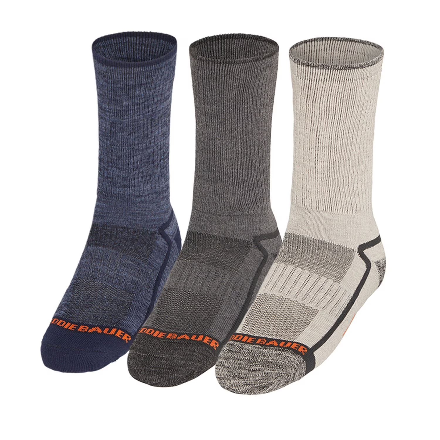Eddie Bauer Trail Socks Arch Support Mens Sizes 6-12 Odor Control 6 Pairs New