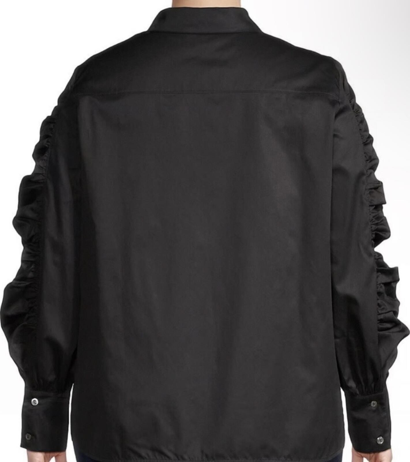 Harshman | Plus Size 2X Juliana Shirt / Blouse | Black | Ruffled Button Up